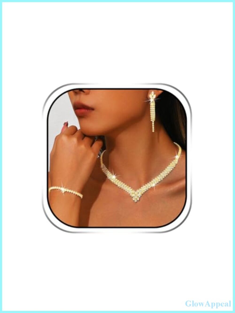 Rhinestone Bridal Jewelry Set Clip On Earrings Wedding Prom Necklace Bracelet